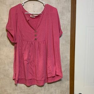 ADORA Rose Button-Accent Top SIZE 1XL